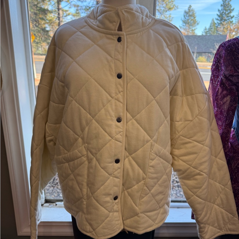 Z Supply Off-White Quilted Puffer Jacket